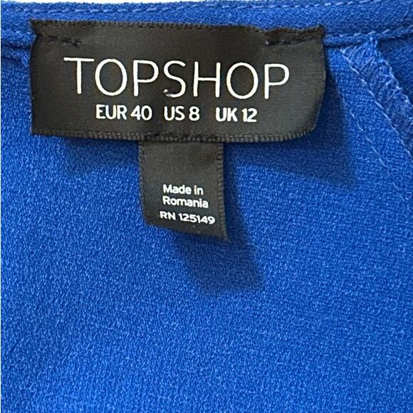 Topshop Mini Dress Knot Front Shift Dress Royal Blue Keyhole Sz 8 Party Romantic - Picture 10 of 12